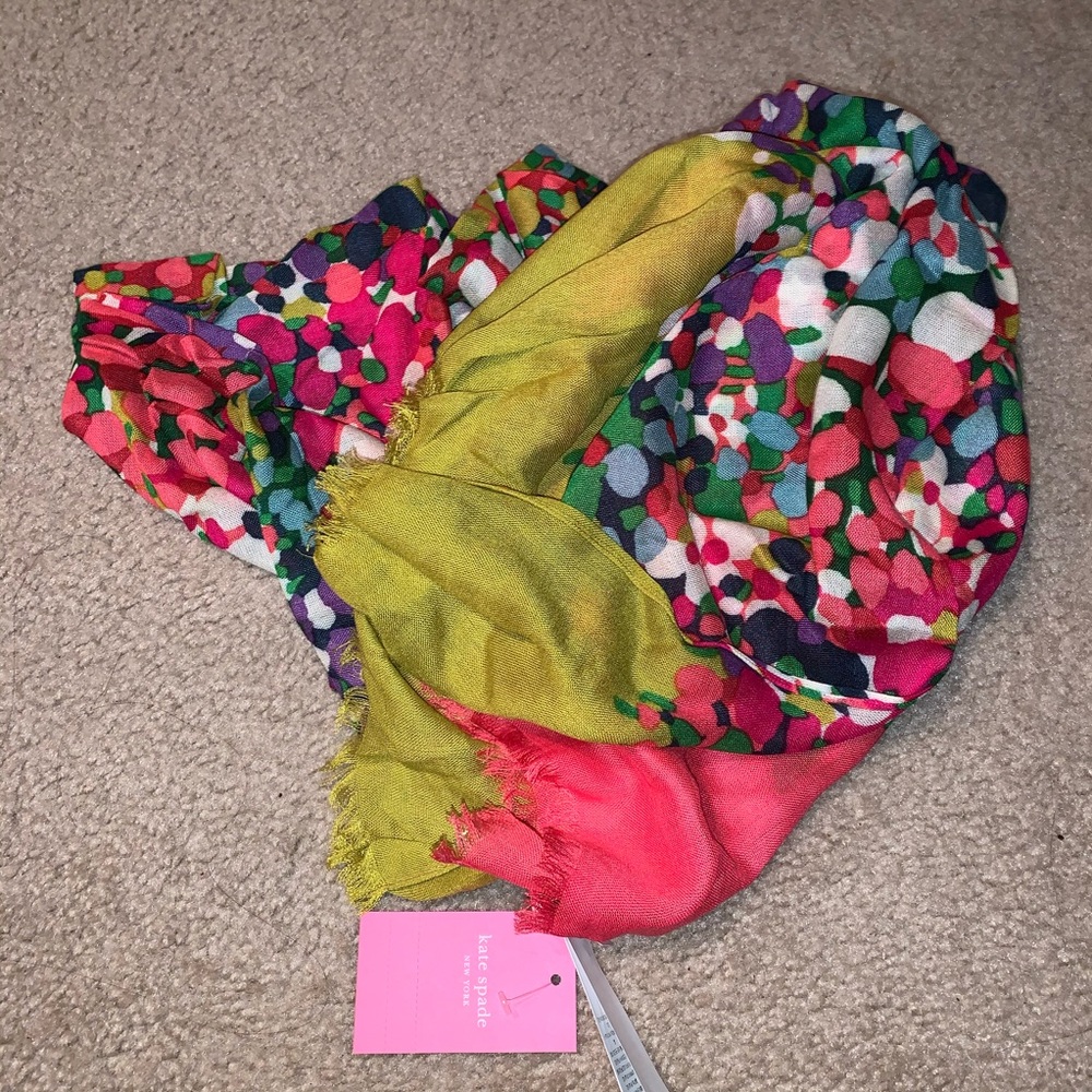 NWT Kate Spade Floral Dots Oblong Scarf - Picture 11 of 11